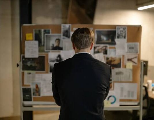 Back View of a Detective in a Black Suit